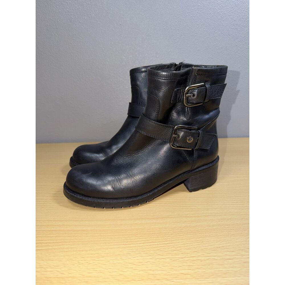 Accessoire Diffusion Black Leather Moto Ankle Buckles Boots 37 / 6.5 US Italy